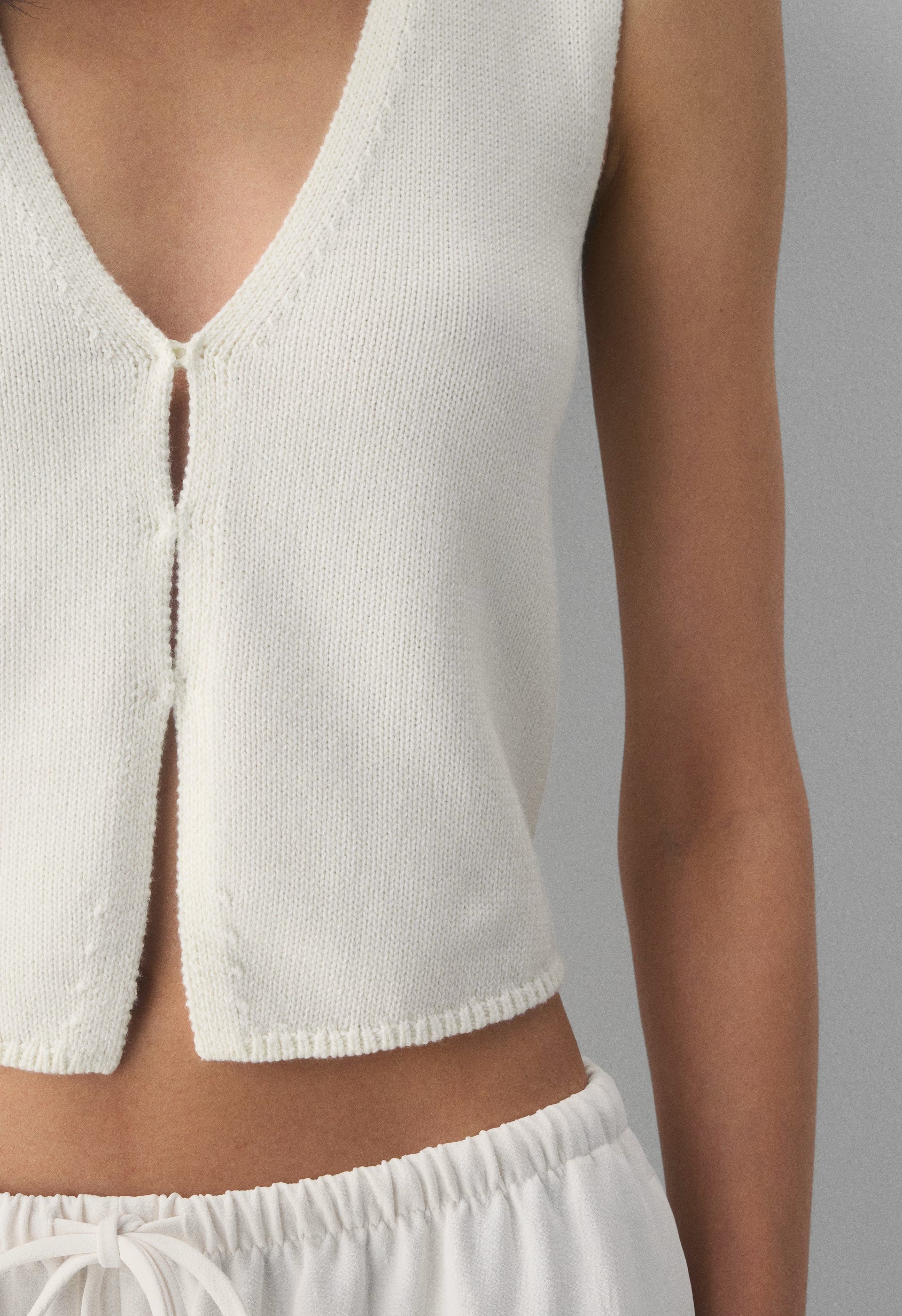 Cotton Charm™ Basque Sweater Vest - LIGHT BIRCH