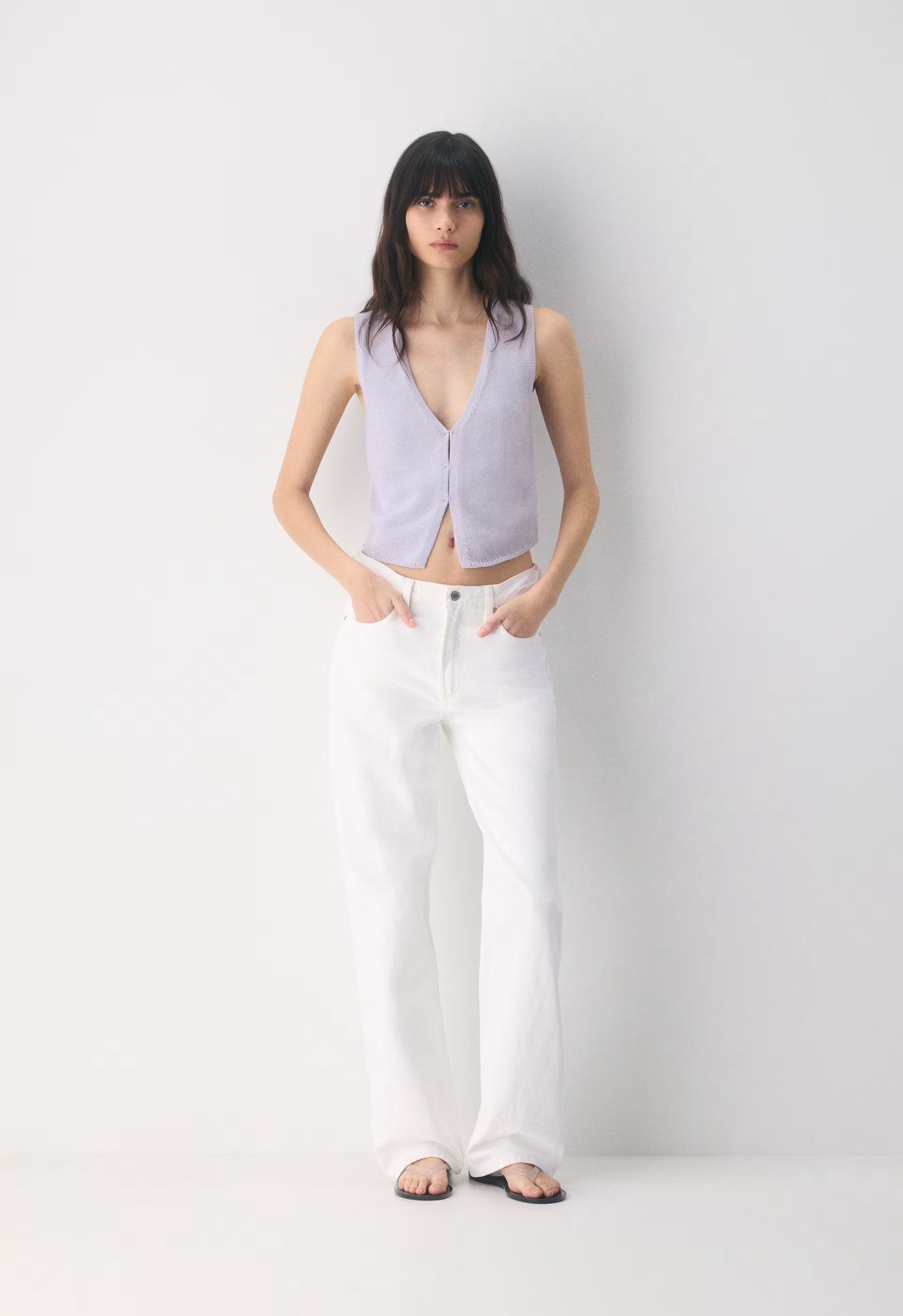 Cotton Charm™ Basque Sweater Vest - LEMONADE
