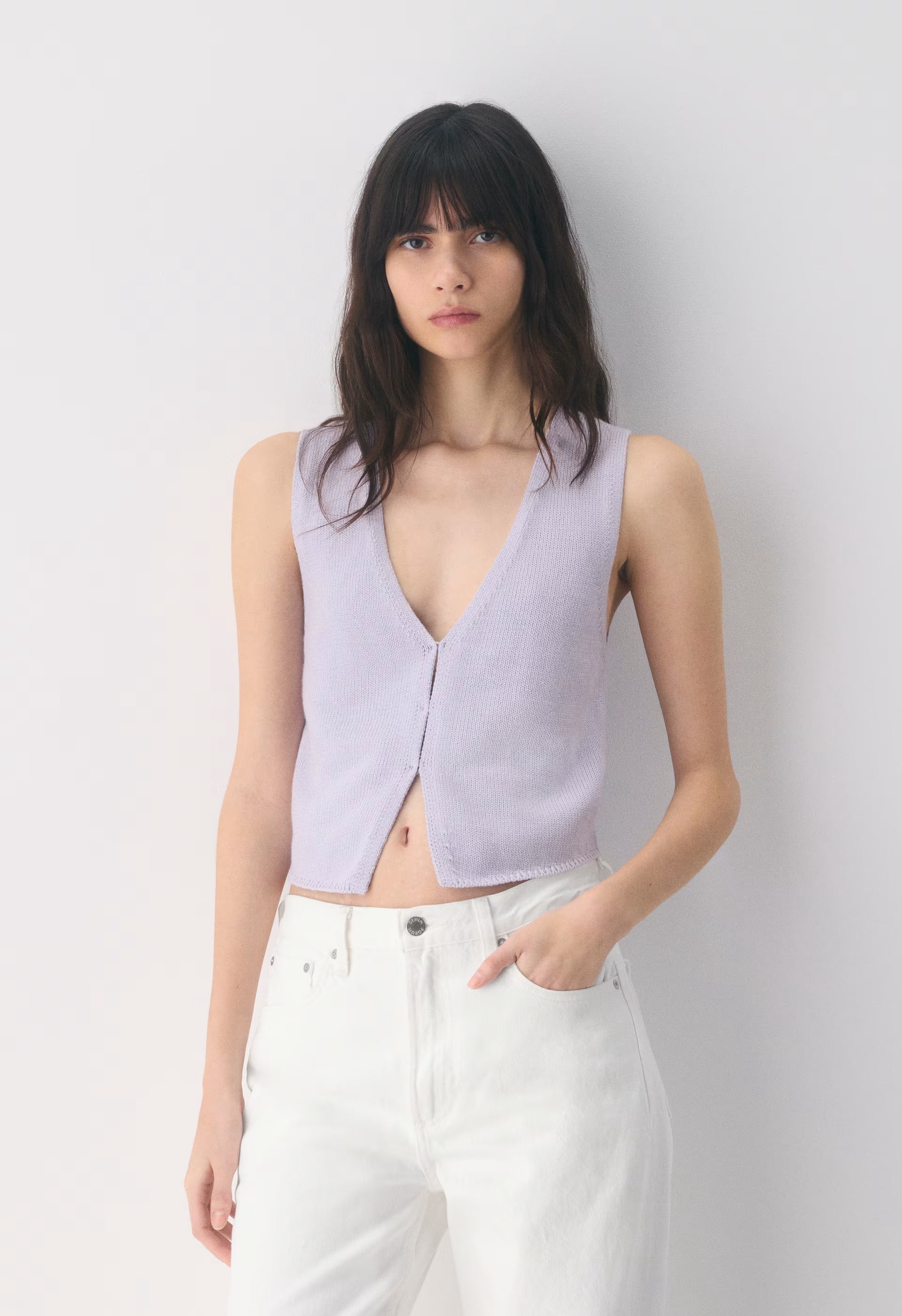 Cotton Charm™ Basque Sweater Vest - LEMONADE