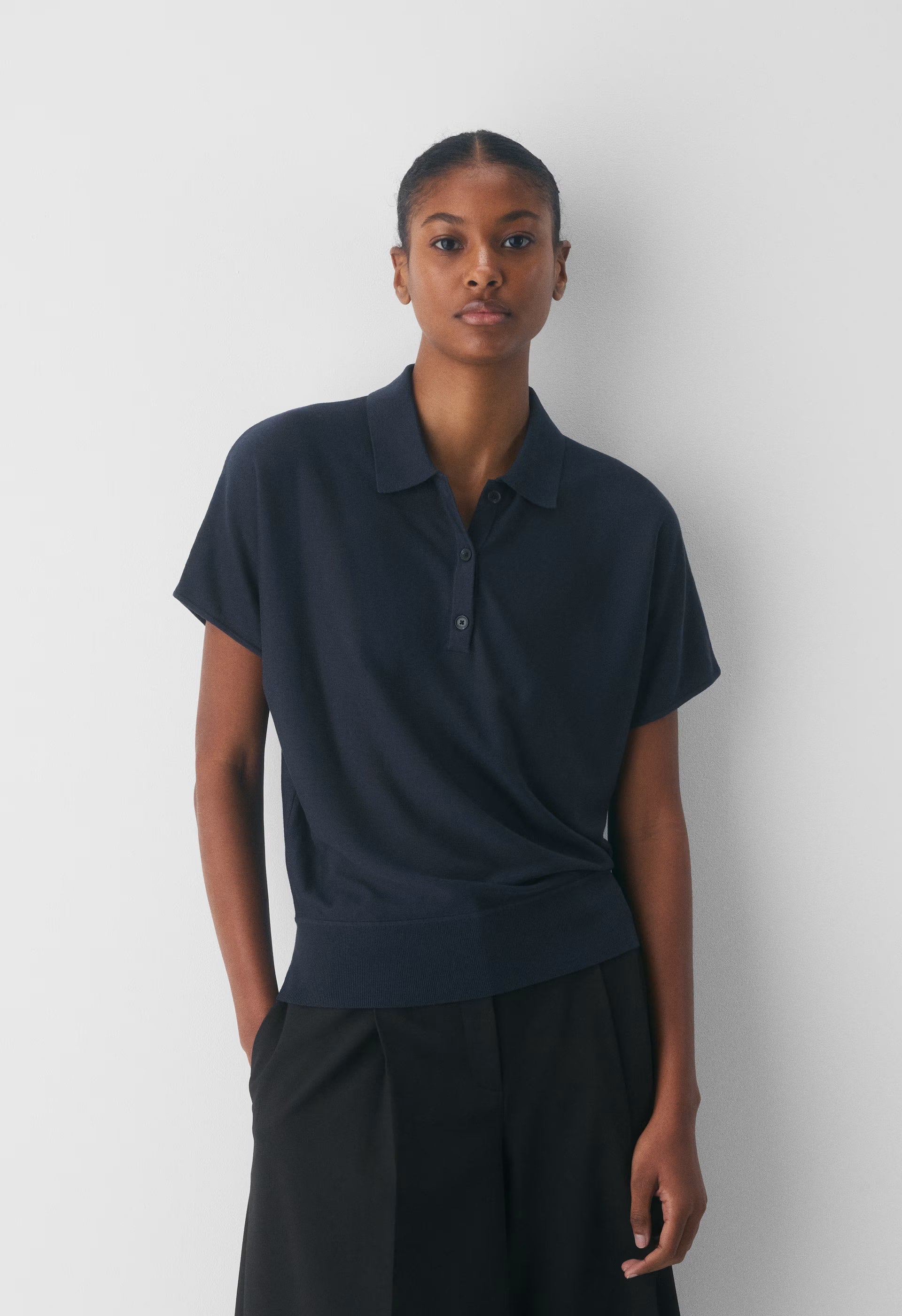 Steno Polo Sweater - CLOUDED WHITE