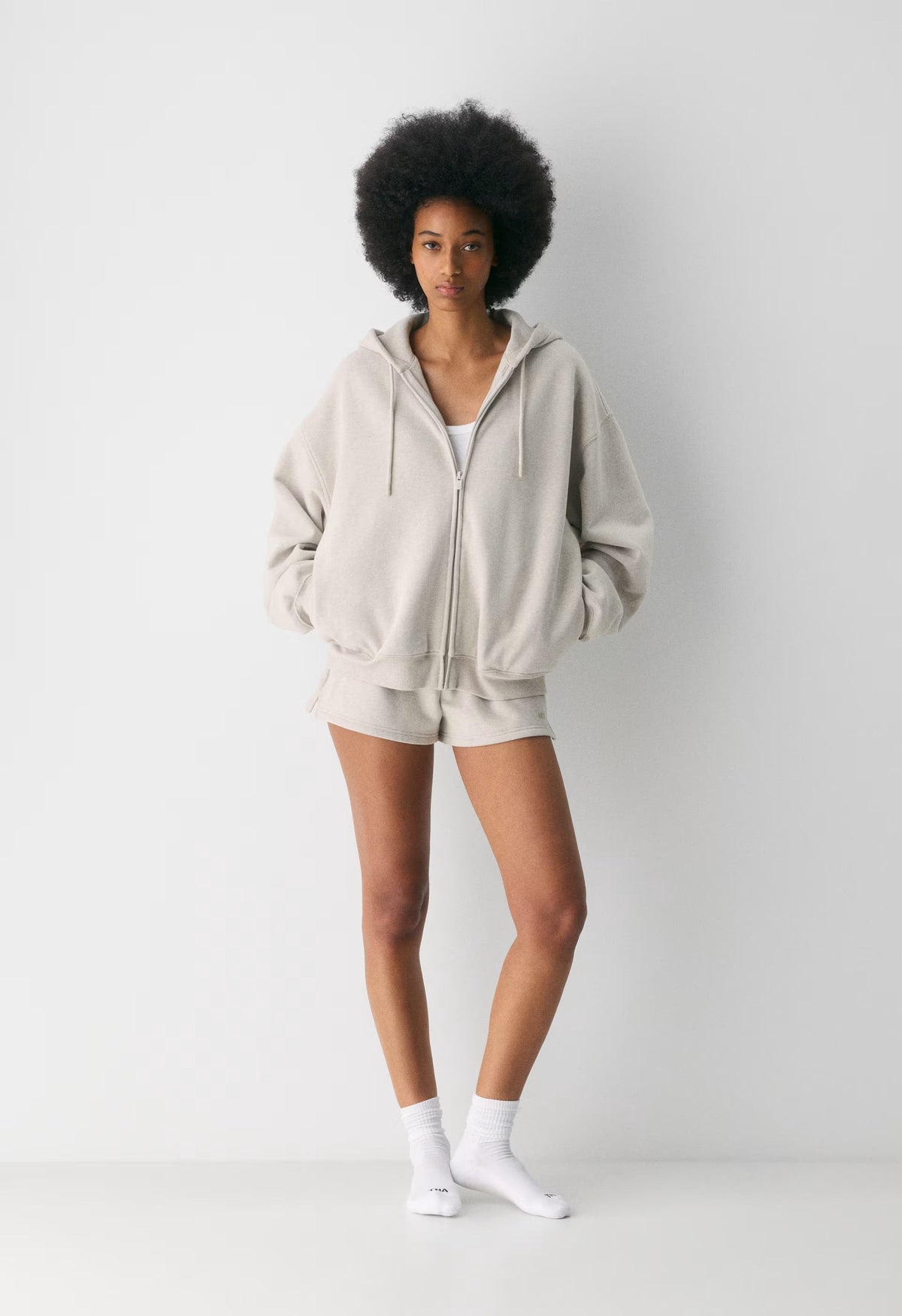 Cozy Sweatfleece Mega Zip Hoodie - HEATHER ECRU