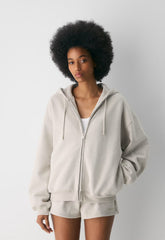 Cozy Sweatfleece Mega Zip Hoodie - HEATHER ECRU