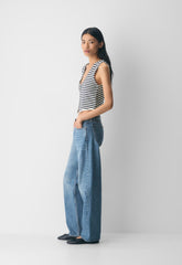 Cotton Charm™ Basque Sweater Vest - LT BIRCH/ ADMIRAL