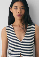 Cotton Charm™ Basque Sweater Vest - LT BIRCH/ ADMIRAL