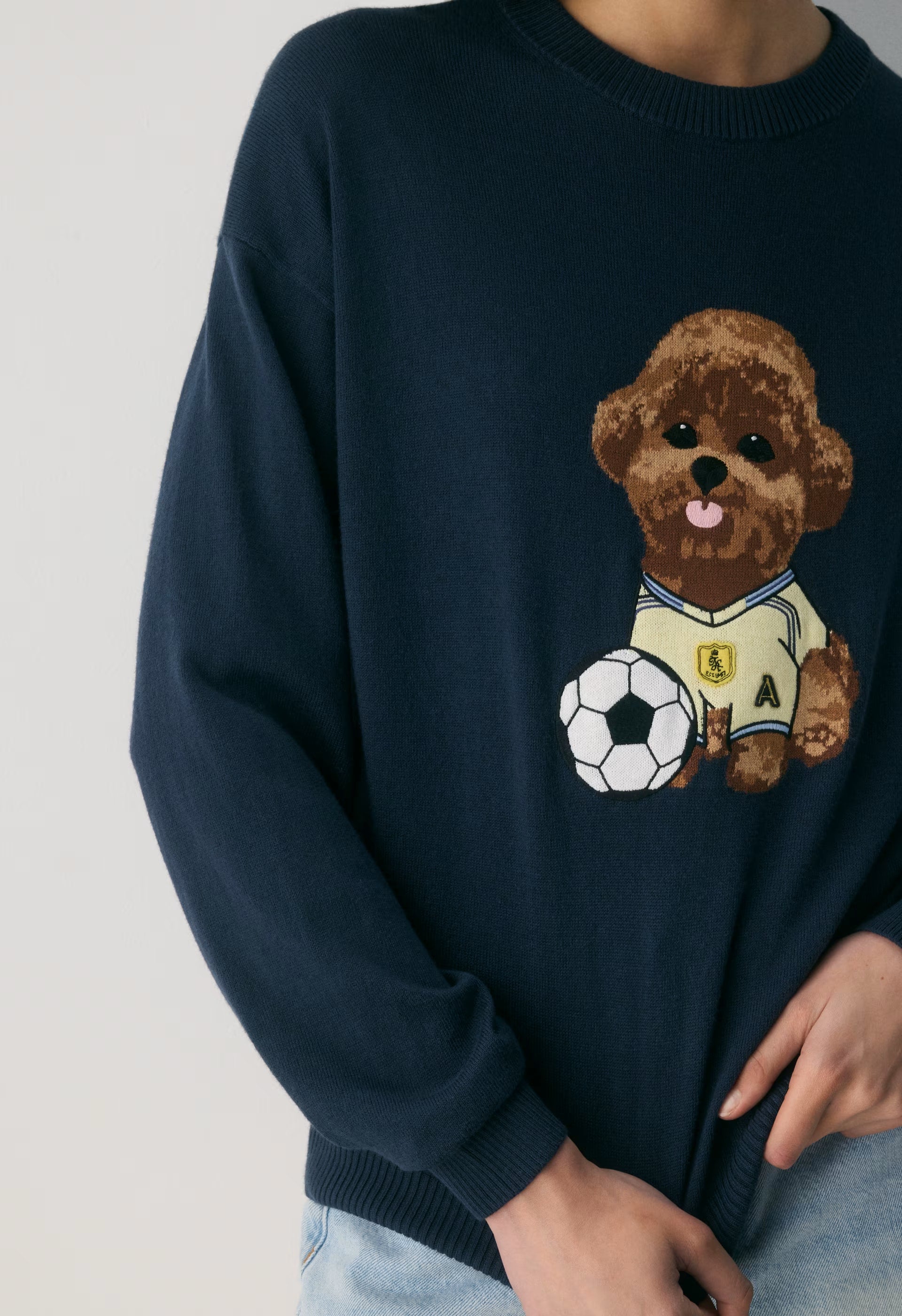 Cotton Charm™ Prep Icon Sweater - ADMIRAL/BROWN
