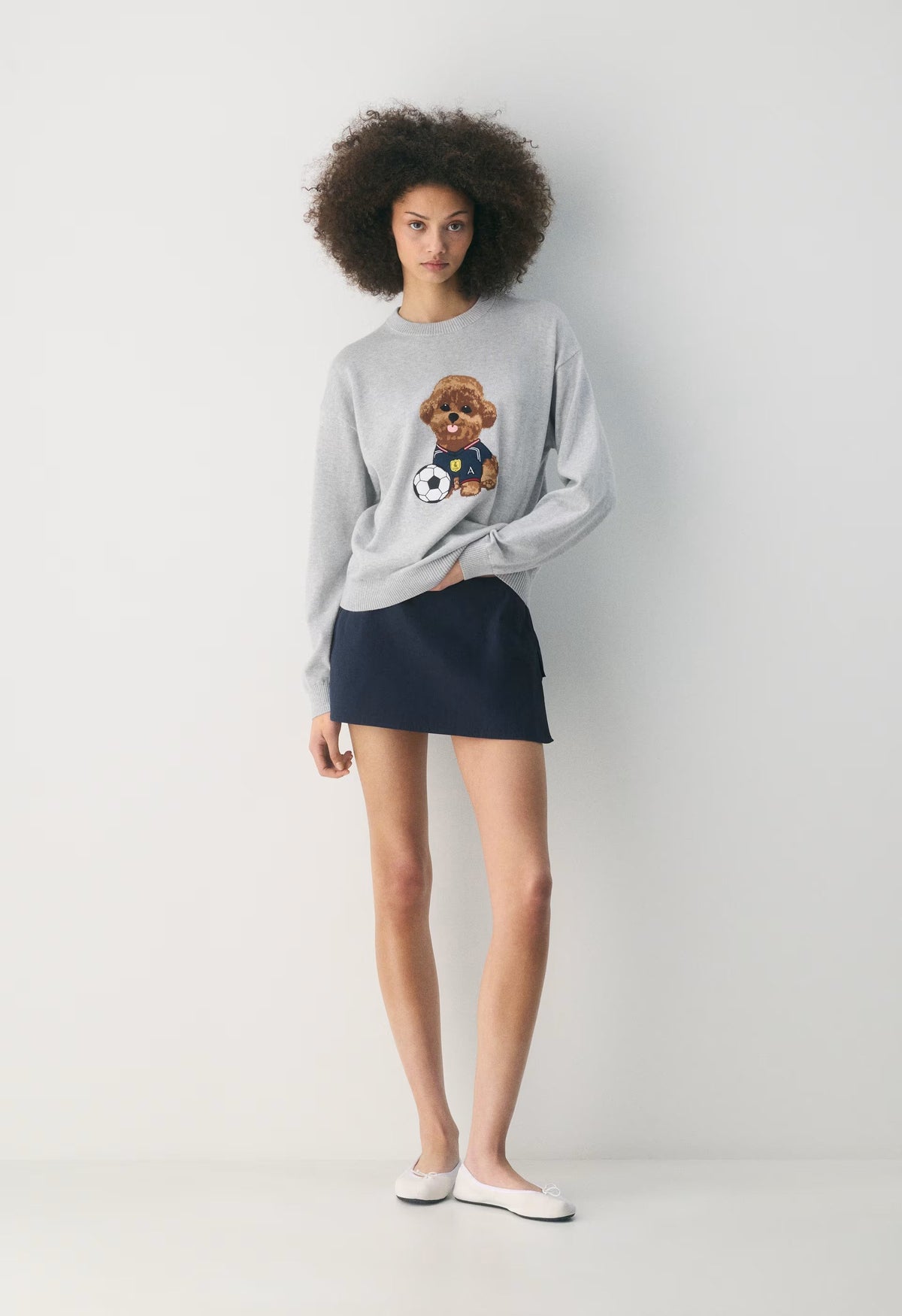 Cotton Charm™ Prep Icon Sweater - HTHR CHROME /BROWN