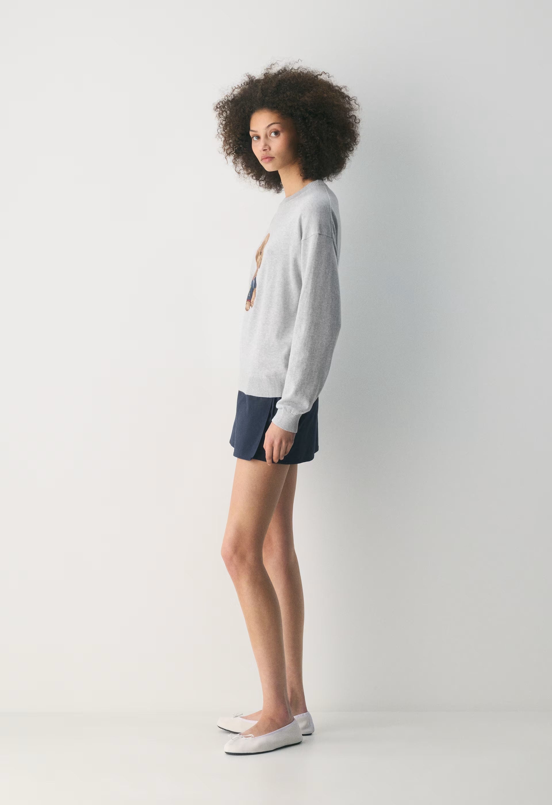 Cotton Charm™ Prep Icon Sweater - HTHR CHROME /BROWN