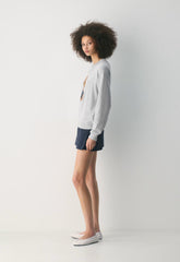 Cotton Charm™ Prep Icon Sweater - HTHR CHROME /BROWN