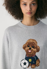 Cotton Charm™ Prep Icon Sweater - HTHR CHROME /BROWN