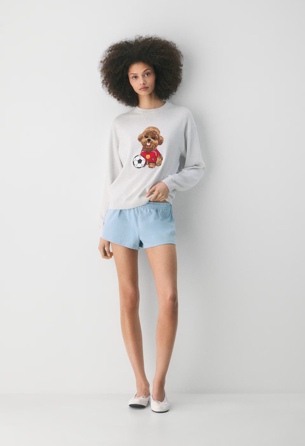 Cotton Charm™ Prep Icon Sweater - HTHR CLD WT/FLSHNG RD