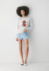 Cotton Charm™ Prep Icon Sweater - HTHR CLD WT/FLSHNG RD