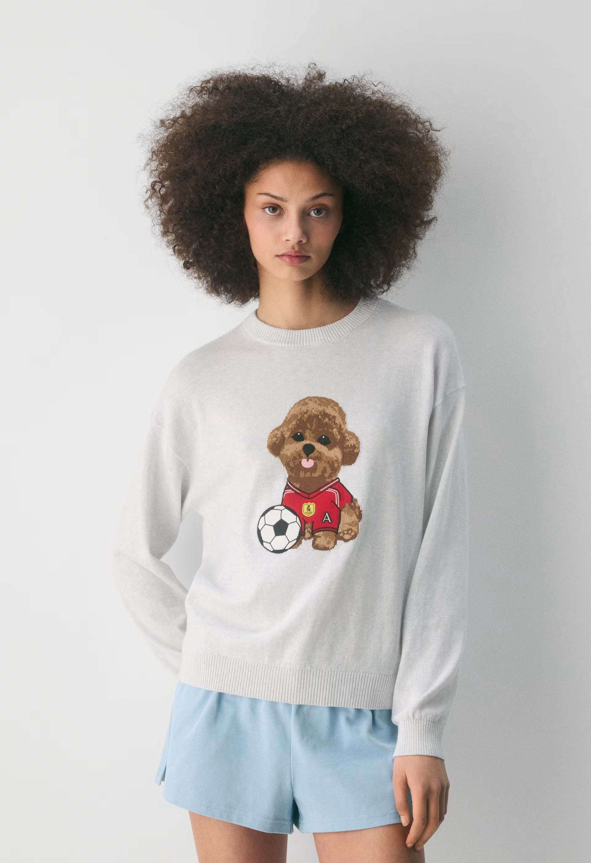 Cotton Charm™ Prep Icon Sweater - HTHR CLD WT/FLSHNG RD