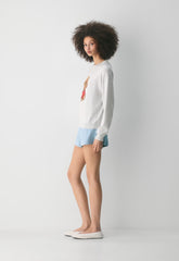 Cotton Charm™ Prep Icon Sweater - HTHR CLD WT/FLSHNG RD