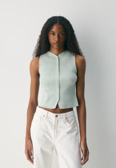 Croquet Sweater Vest - Wonder Yarn - AGAVE GREEN