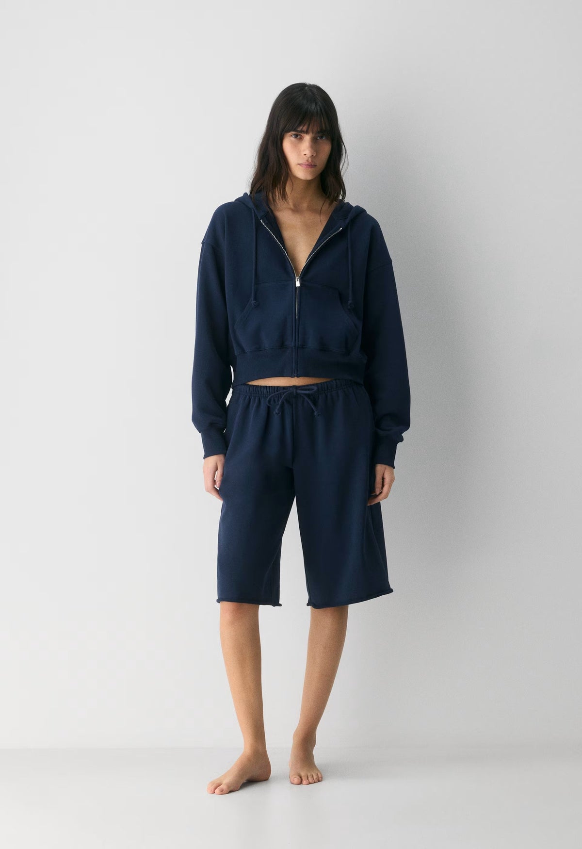 Terry Sweatfleece Boyfriend Boxy Zip Hoodie - ADMIRAL