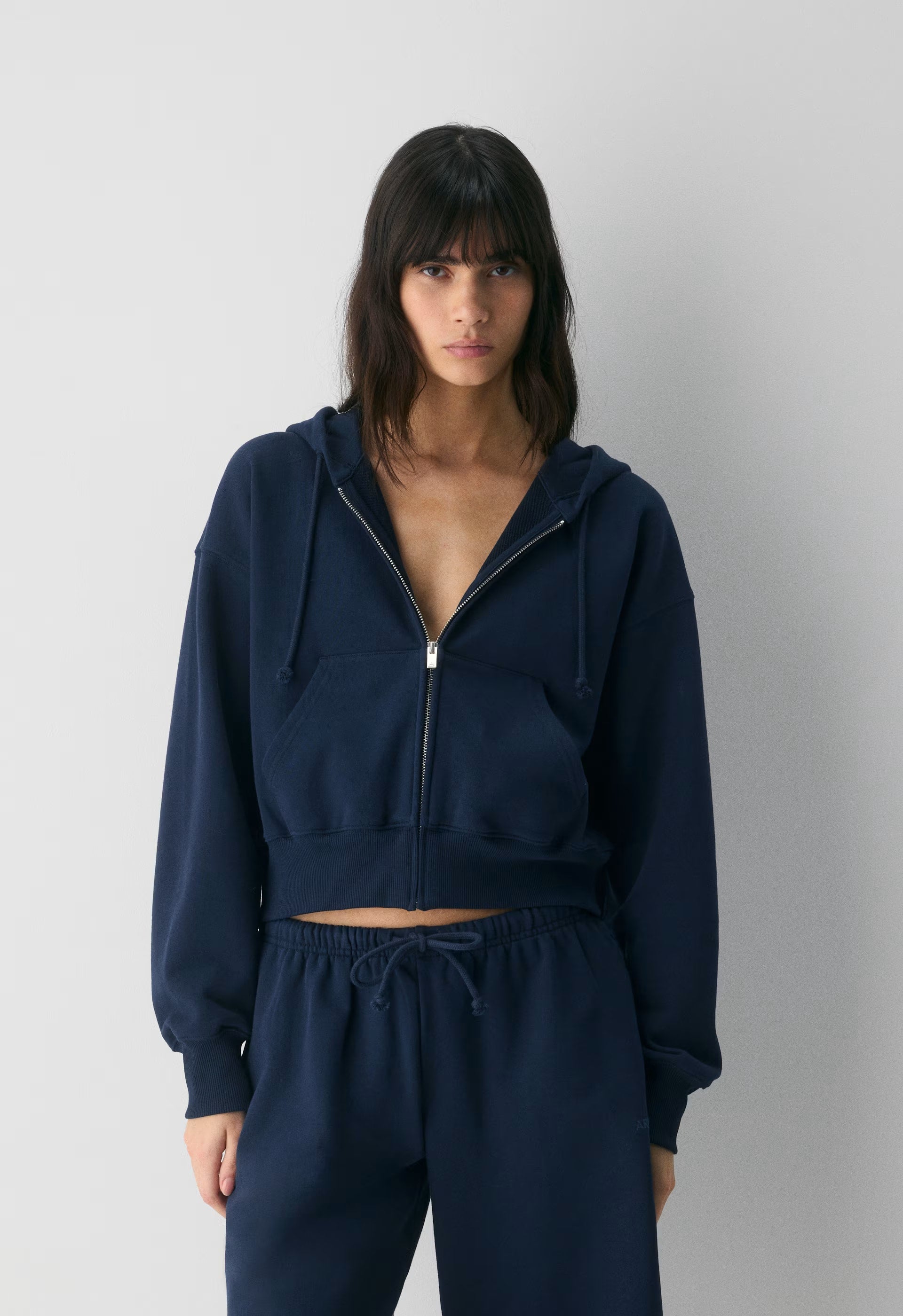 Terry Sweatfleece Boyfriend Boxy Zip Hoodie - ADMIRAL