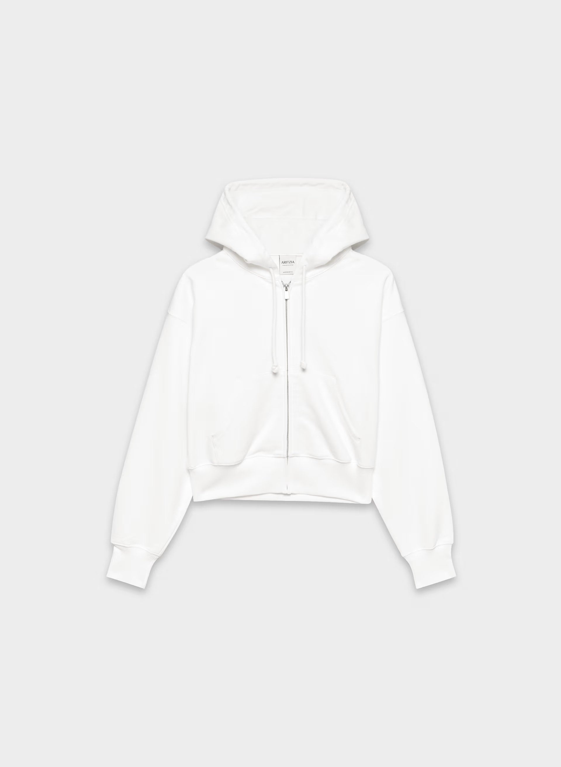 Terry Sweatfleece Boyfriend Boxy Zip Hoodie - WHITE