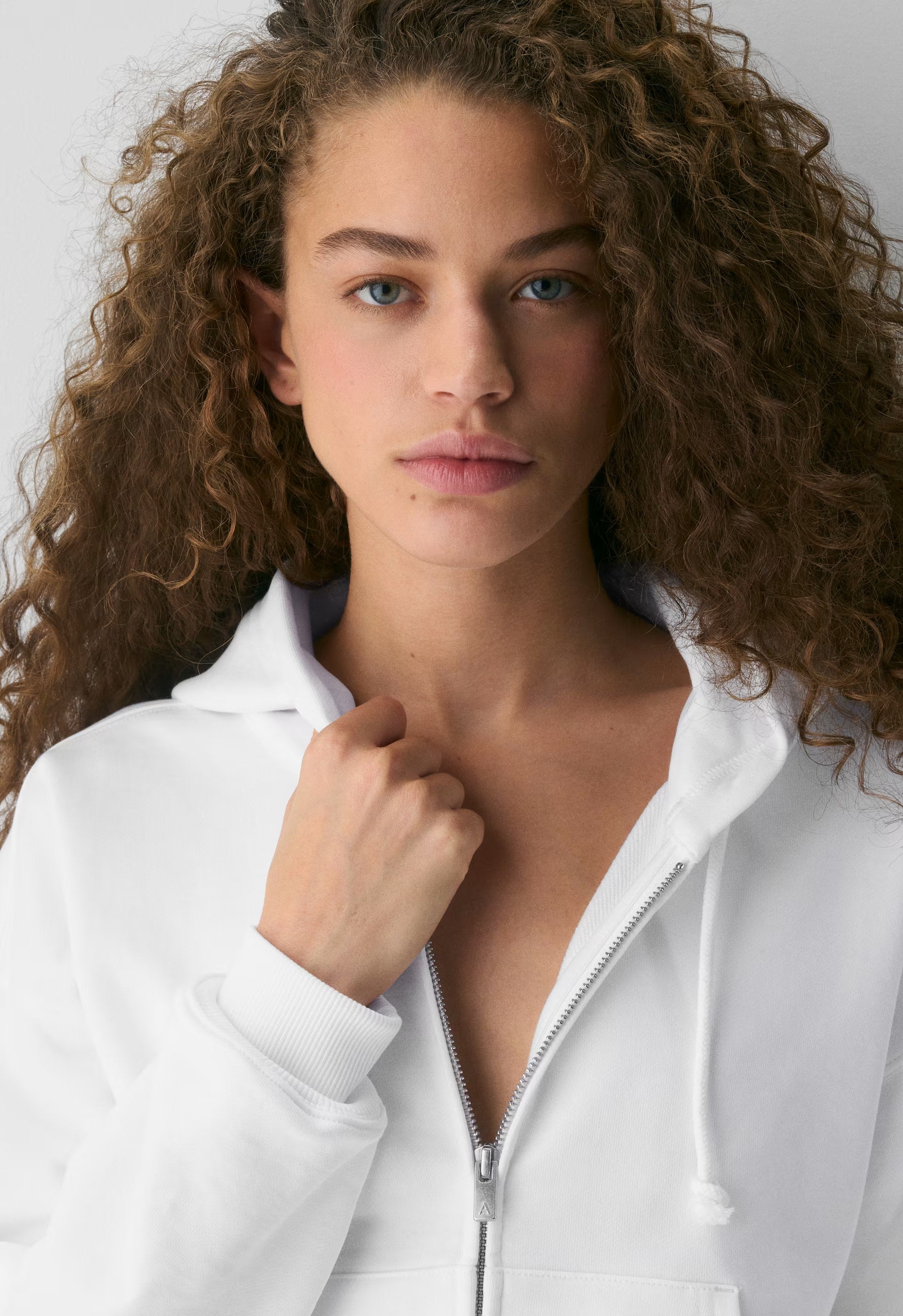 Terry Sweatfleece Boyfriend Boxy Zip Hoodie - WHITE