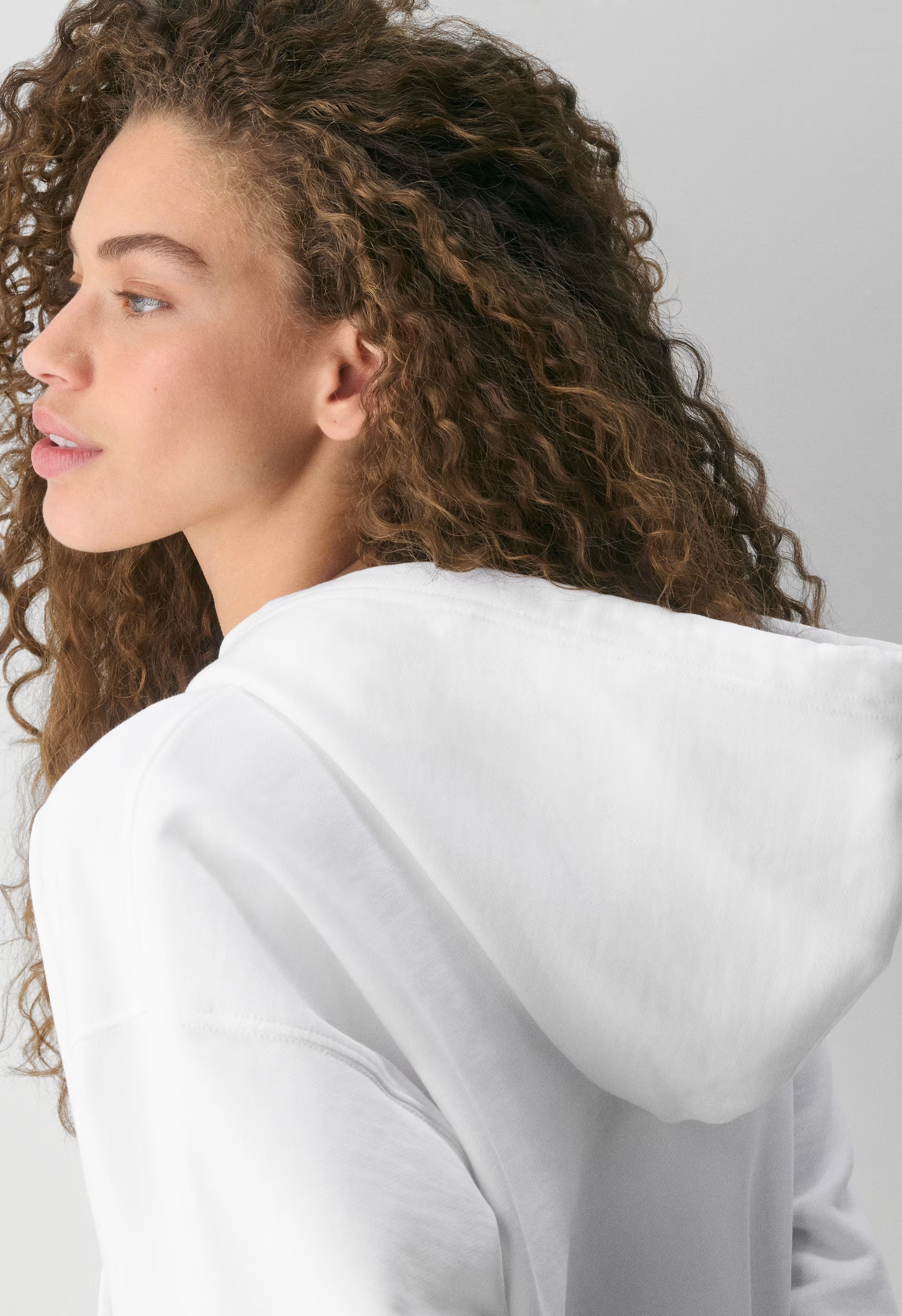 Terry Sweatfleece Boyfriend Boxy Zip Hoodie - WHITE