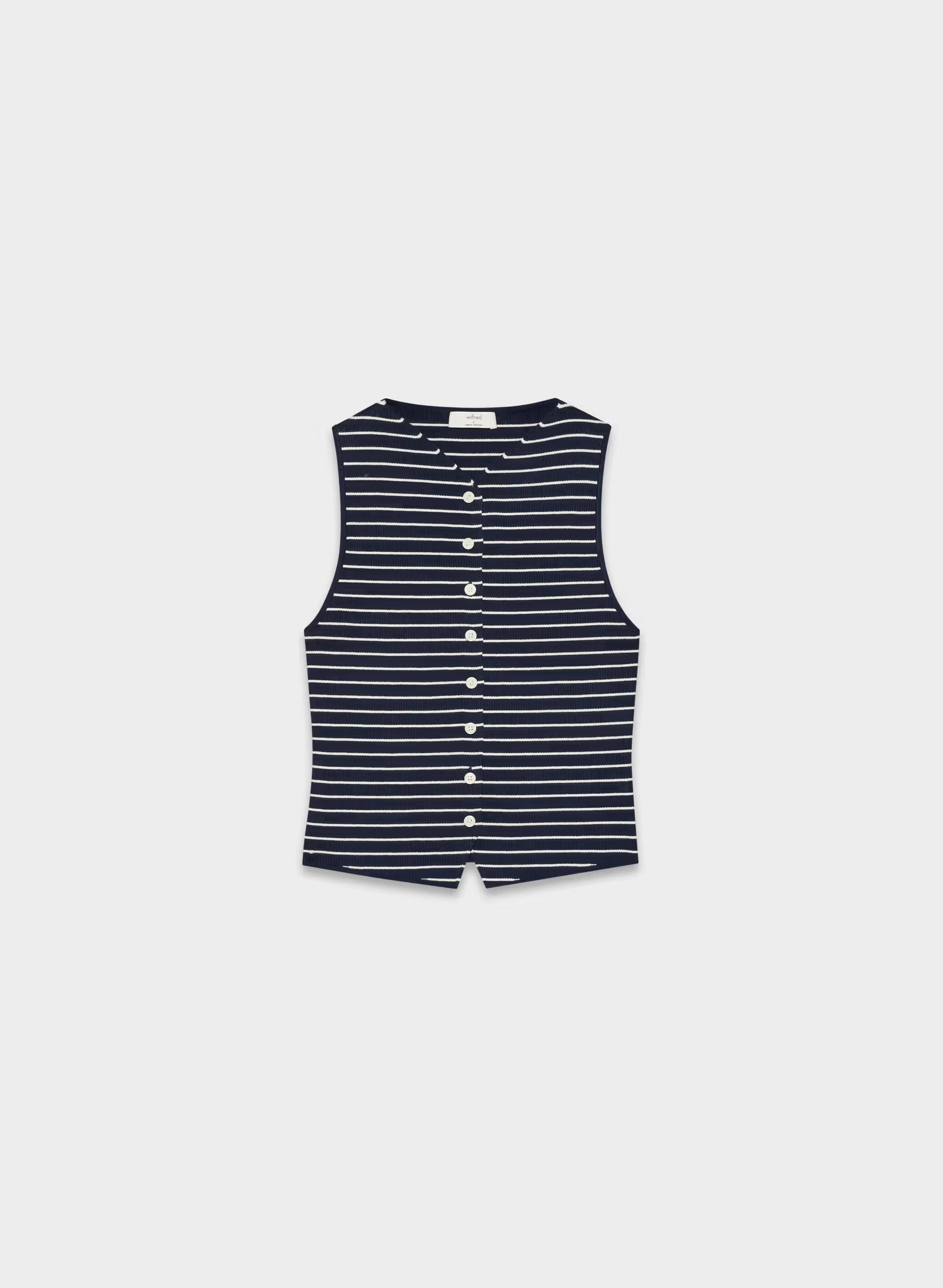 Croquet Sweater Vest - Wonder Yarn - ADMIRAL/ LIGHT BIRCH