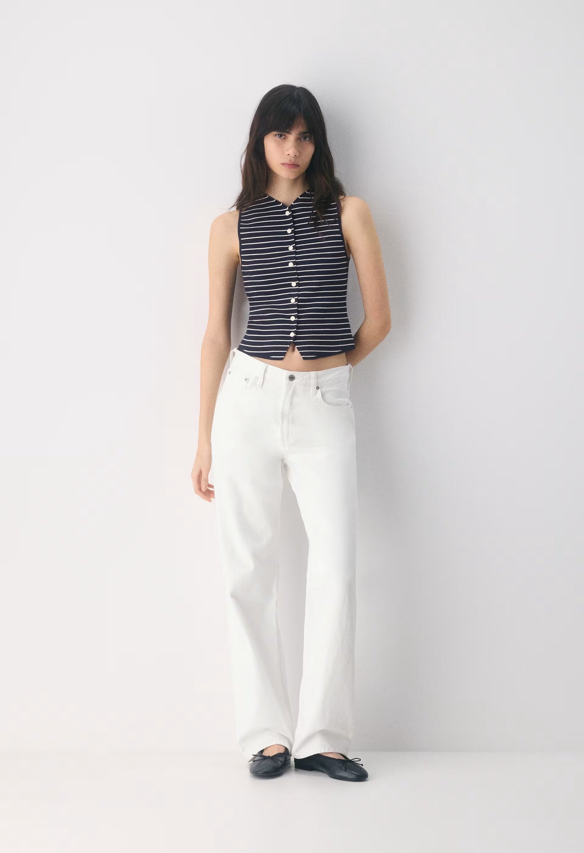 Croquet Sweater Vest - Wonder Yarn - ADMIRAL/ LIGHT BIRCH