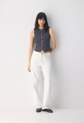 Croquet Sweater Vest - Wonder Yarn - ADMIRAL/ LIGHT BIRCH