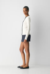 Shelly Cardigan - Wonder Yarn - LT BIRCH/ ADMIRAL