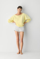 Cozy Sweatfleece BF Off-Shoulder Sweatshirt - LEMONADE