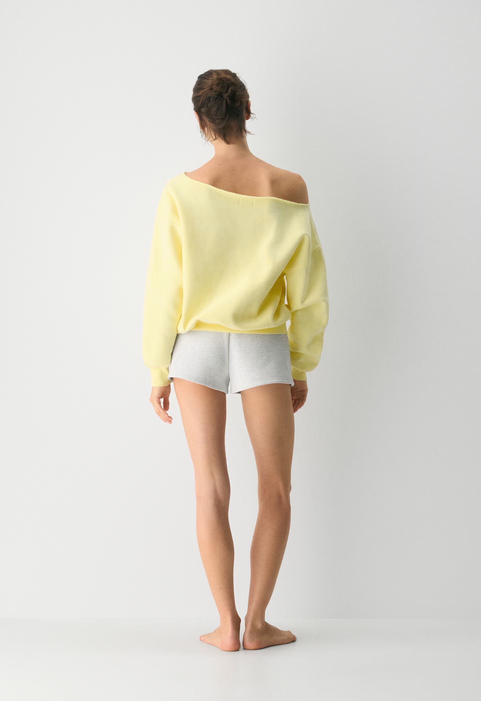 Cozy Sweatfleece BF Off-Shoulder Sweatshirt - LEMONADE