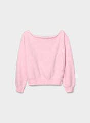 Cozy Sweatfleece BF Off-Shoulder Sweatshirt - MILKSHAKE PINK