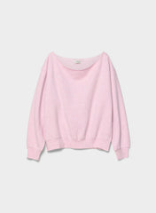 Cozy Sweatfleece BF Off-Shoulder Sweatshirt - H CUPCAKE PINK