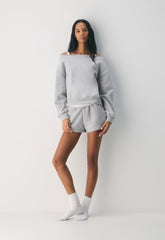 Cozy Sweatfleece BF Off-Shoulder Sweatshirt - H CUPCAKE PINK