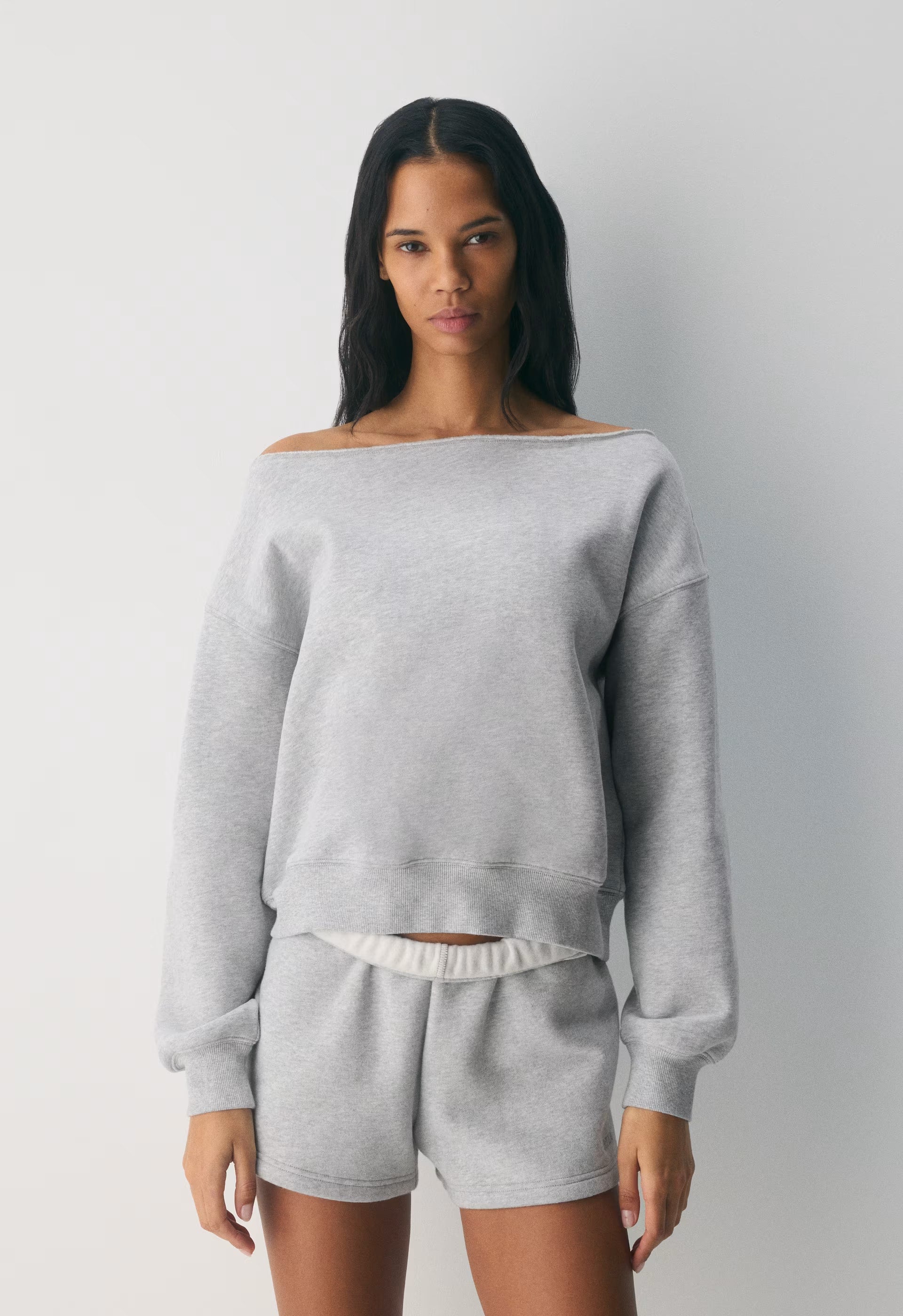 Cozy Sweatfleece BF Off-Shoulder Sweatshirt - H CUPCAKE PINK