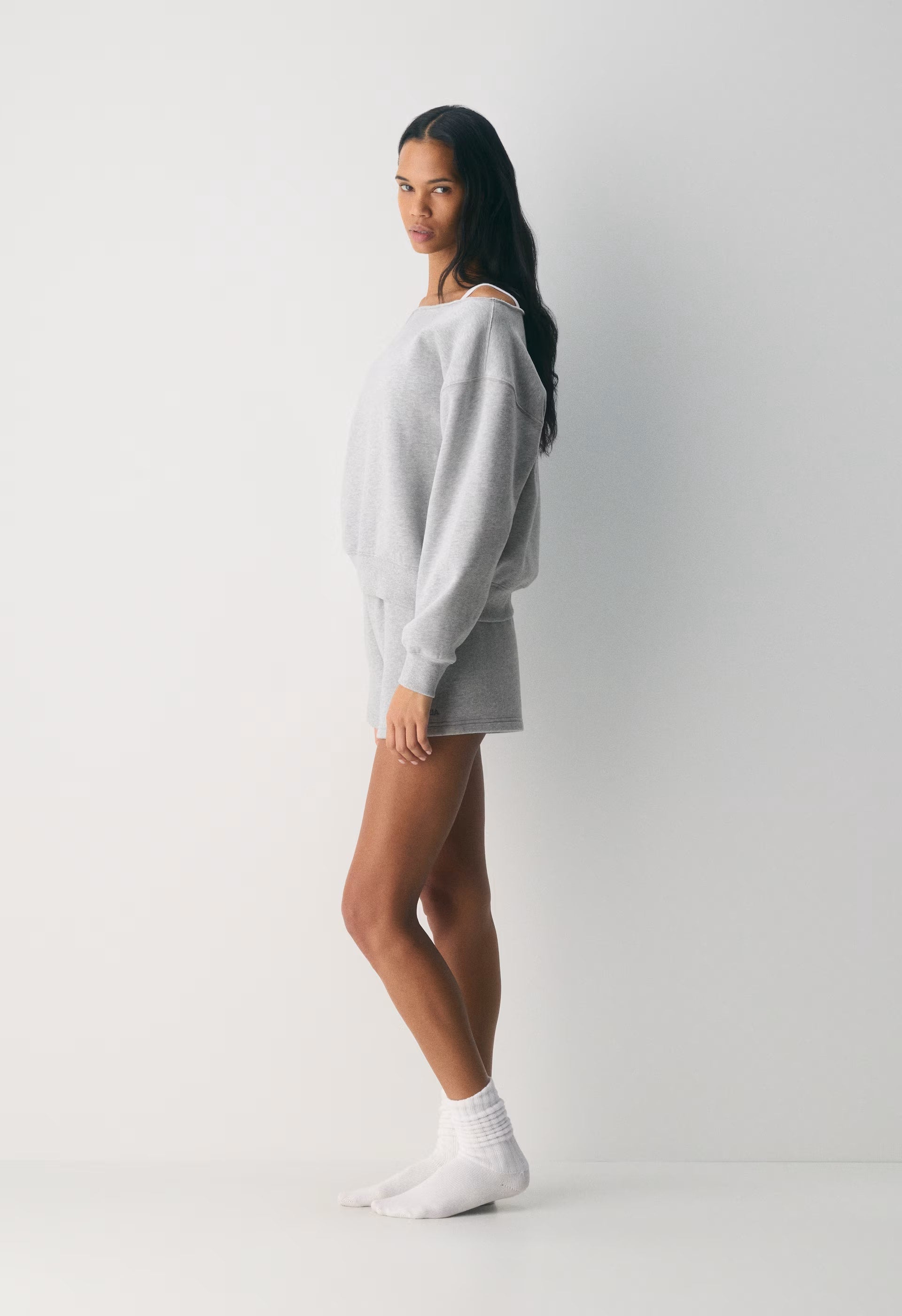 Cozy Sweatfleece BF Off-Shoulder Sweatshirt - MILKSHAKE PINK