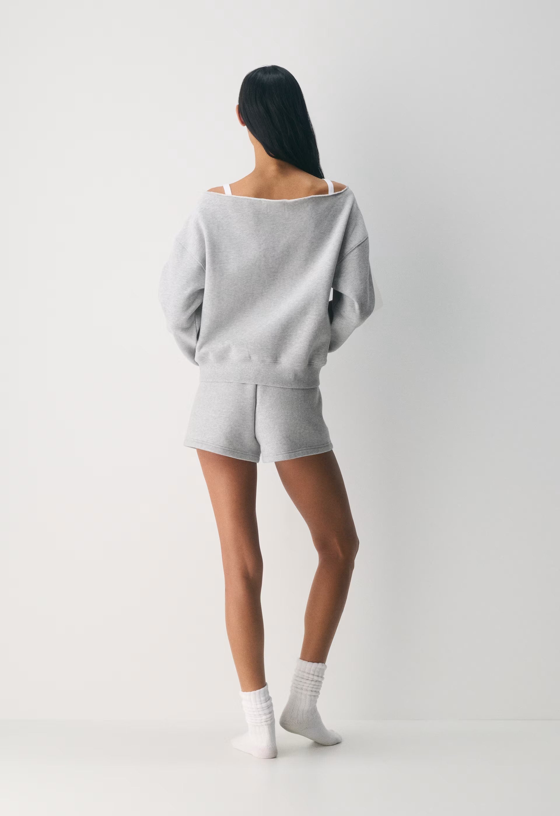 Cozy Sweatfleece BF Off-Shoulder Sweatshirt - H CUPCAKE PINK