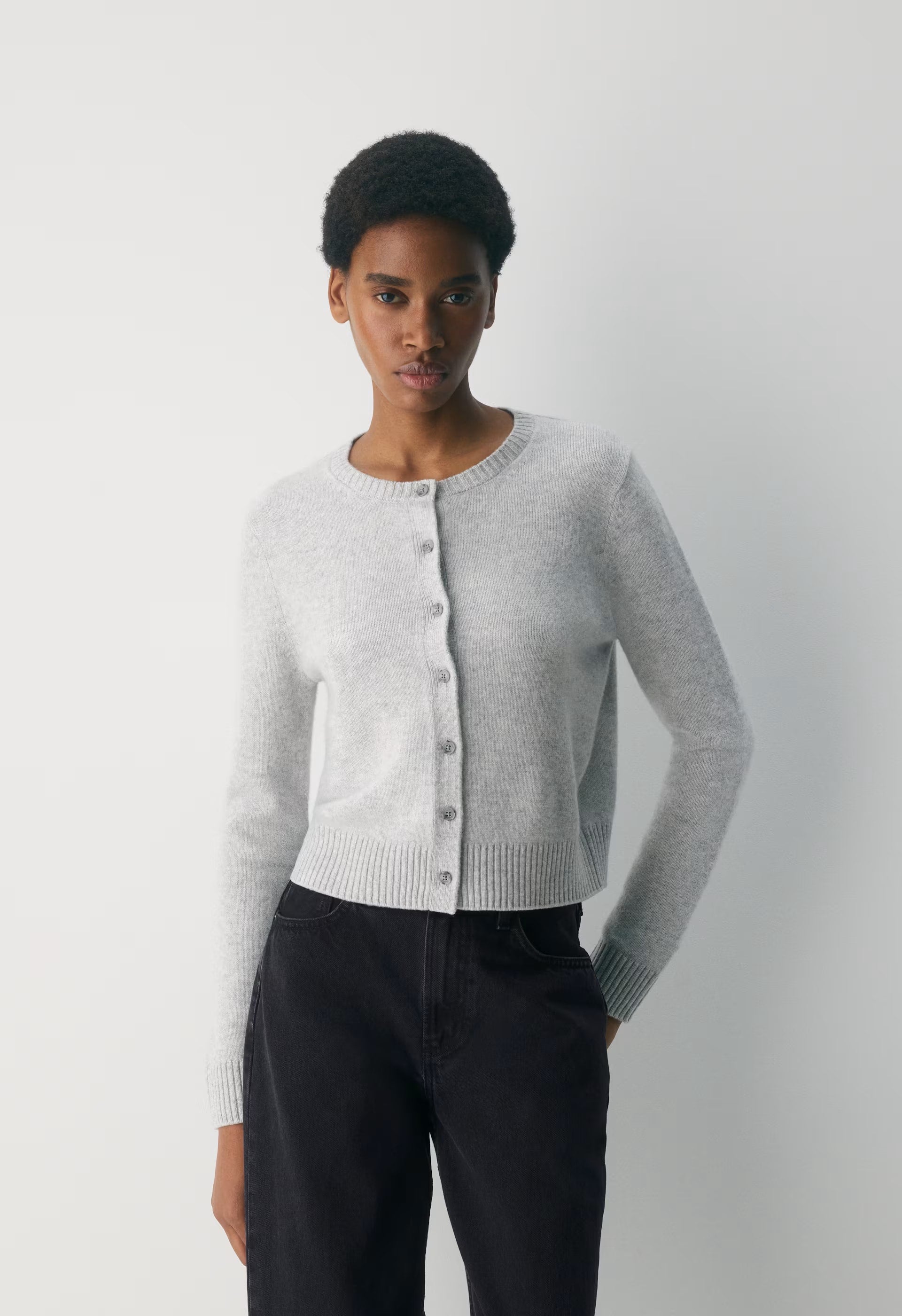 Essential Cashmere Acme Cardigan - HEATHER CHROME