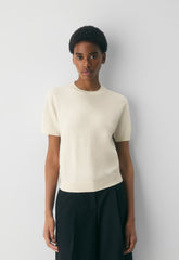 Bare Cashmere Bloor Shortsleeve Sweater - LIGHT BIRCH
