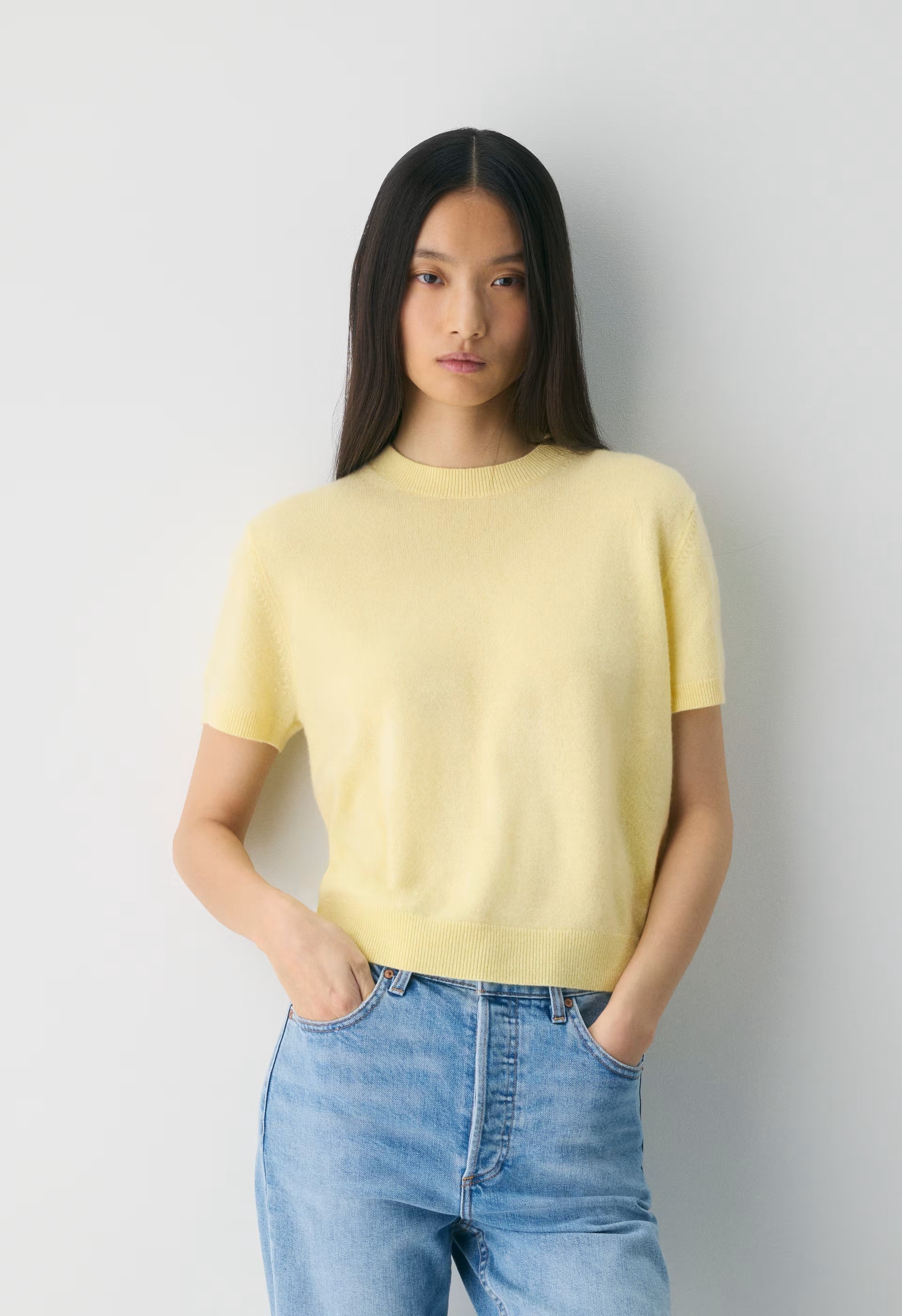 Bare Cashmere Bloor Shortsleeve Sweater - LEMONADE