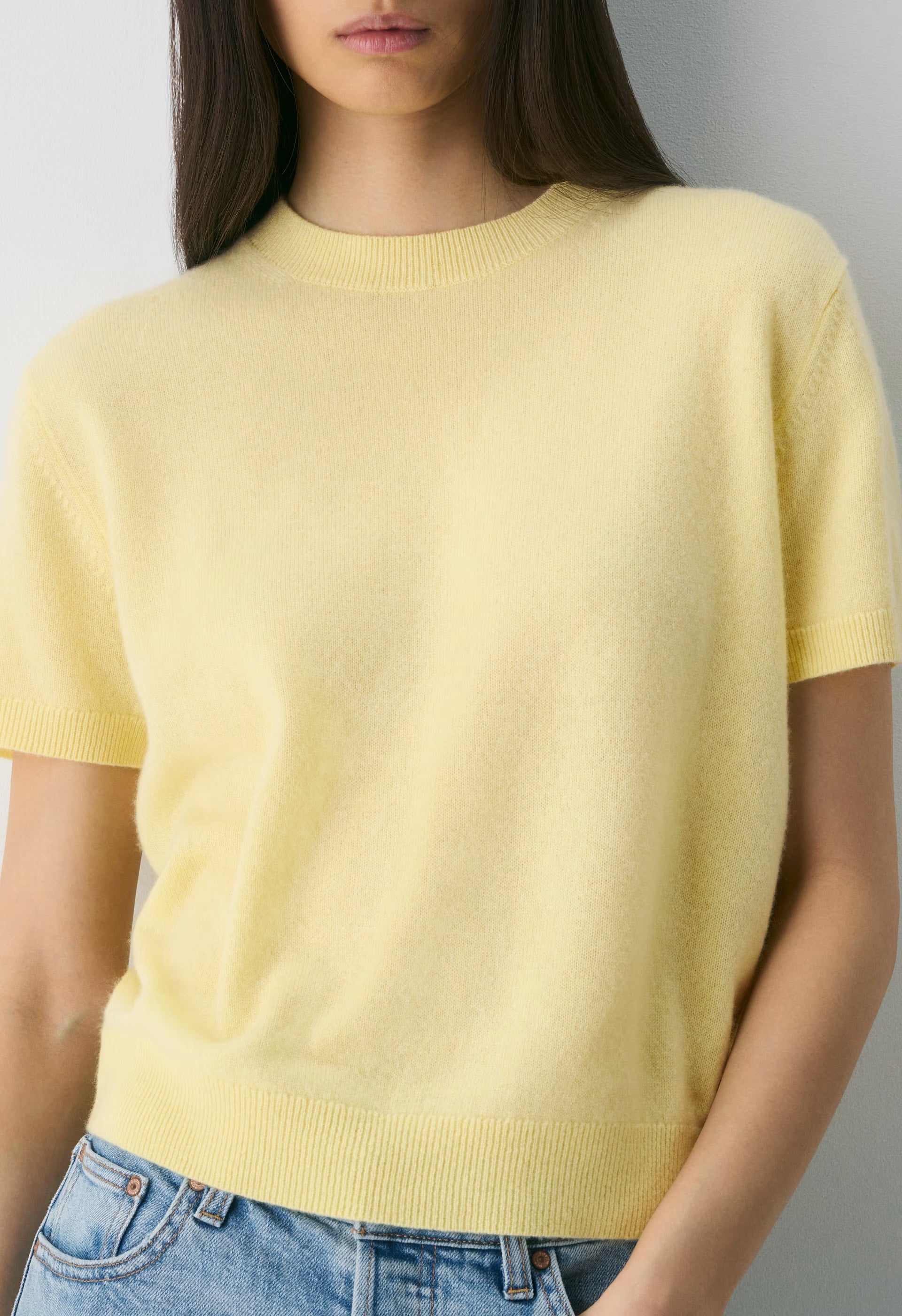 Bare Cashmere Bloor Shortsleeve Sweater - LEMONADE