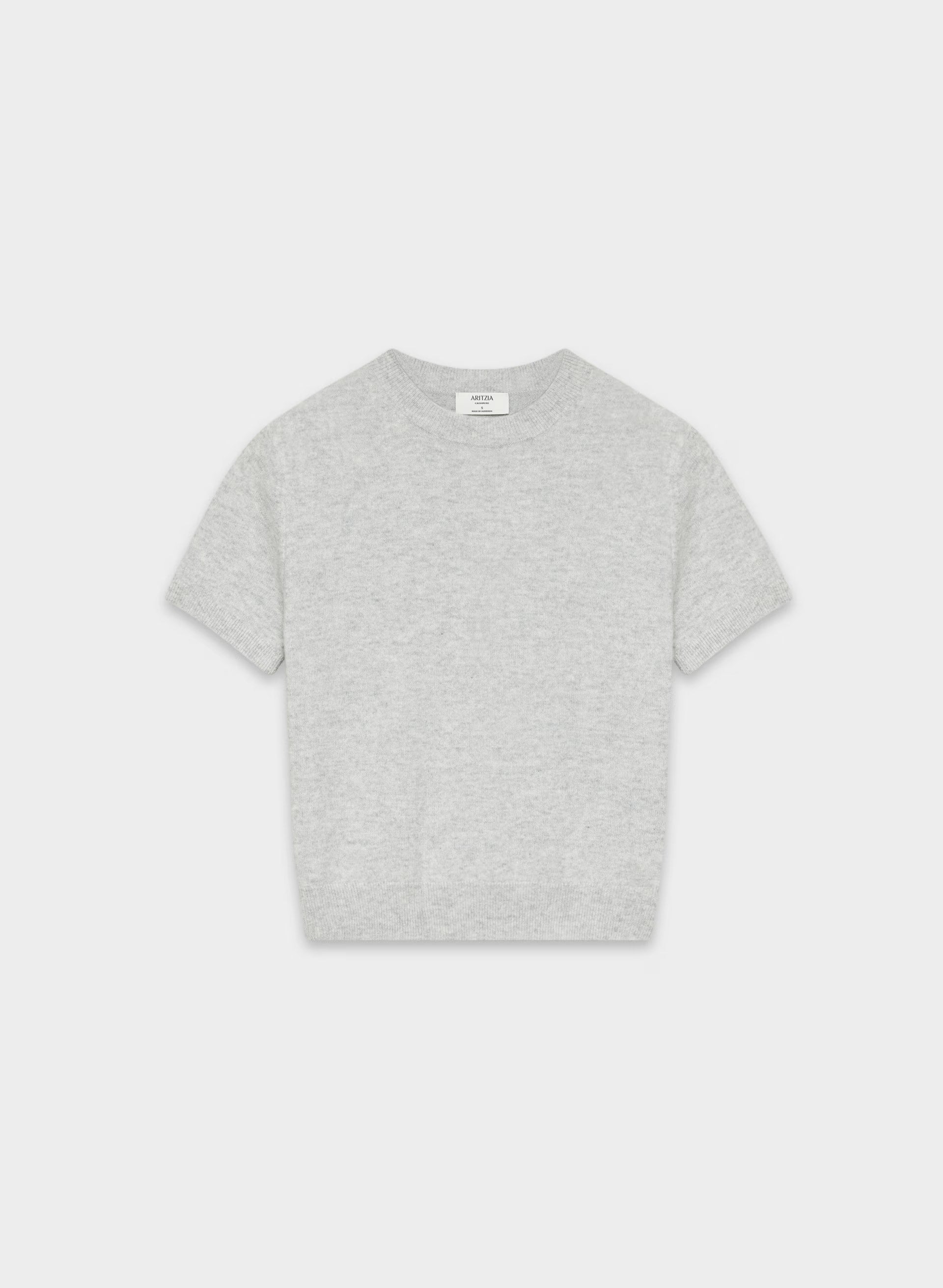 Bare Cashmere Bloor Shortsleeve Sweater - HEATHER CHROME
