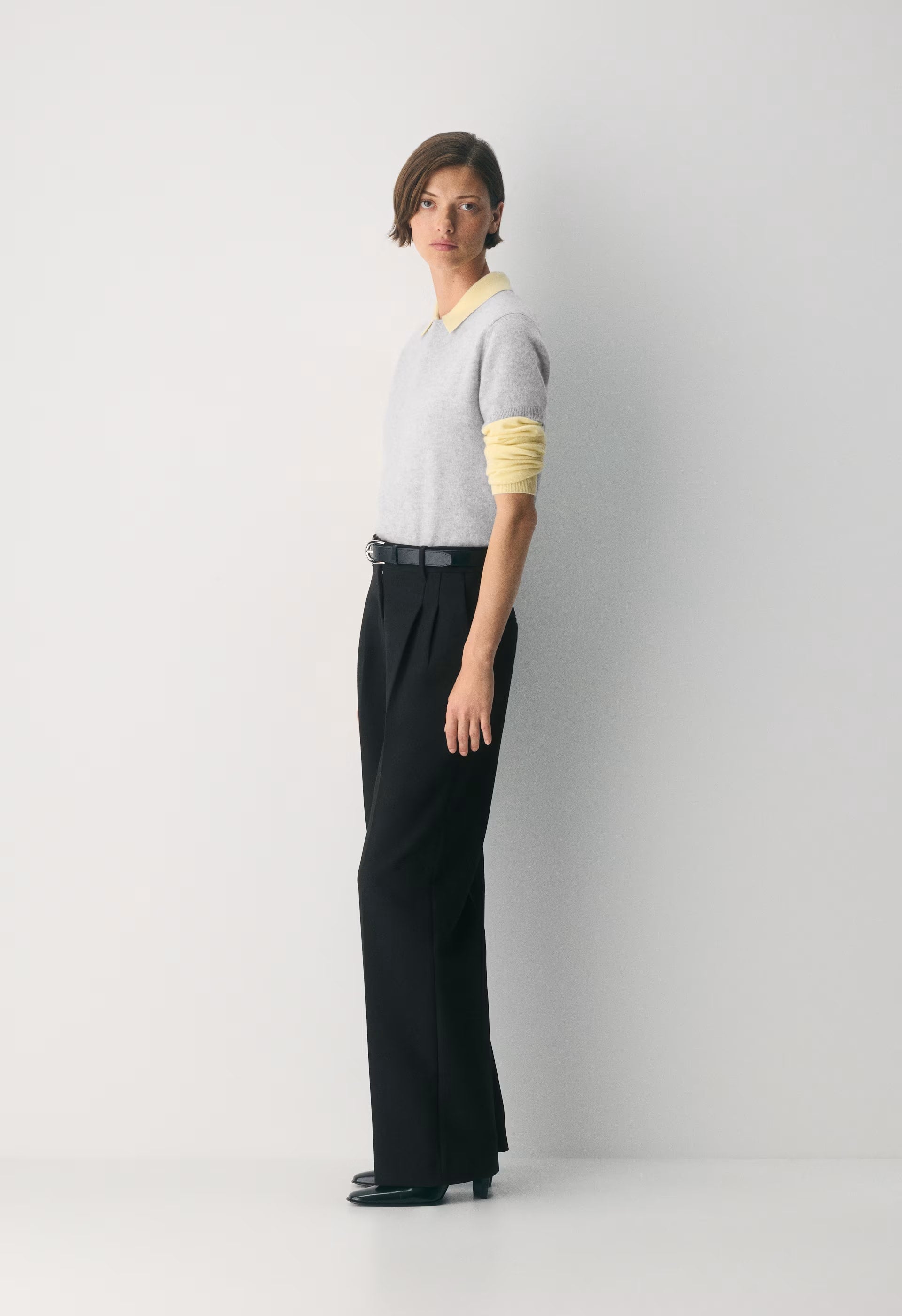 Bare Cashmere Bloor Shortsleeve Sweater - HEATHER CHROME