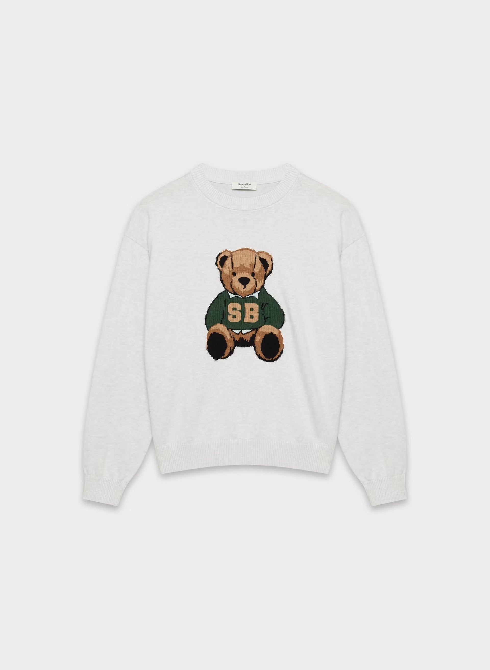 Cotton Charm™ Prep Icon Sweater - H CLD WHT/ TEDDY BEAR