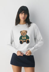 Cotton Charm™ Prep Icon Sweater - H CLD WHT/ TEDDY BEAR