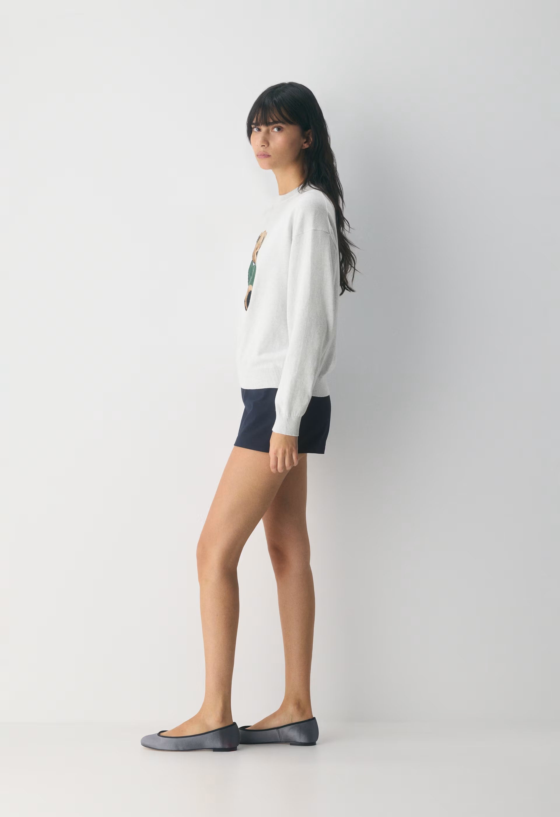 Cotton Charm™ Prep Icon Sweater - H CLD WHT/ TEDDY BEAR