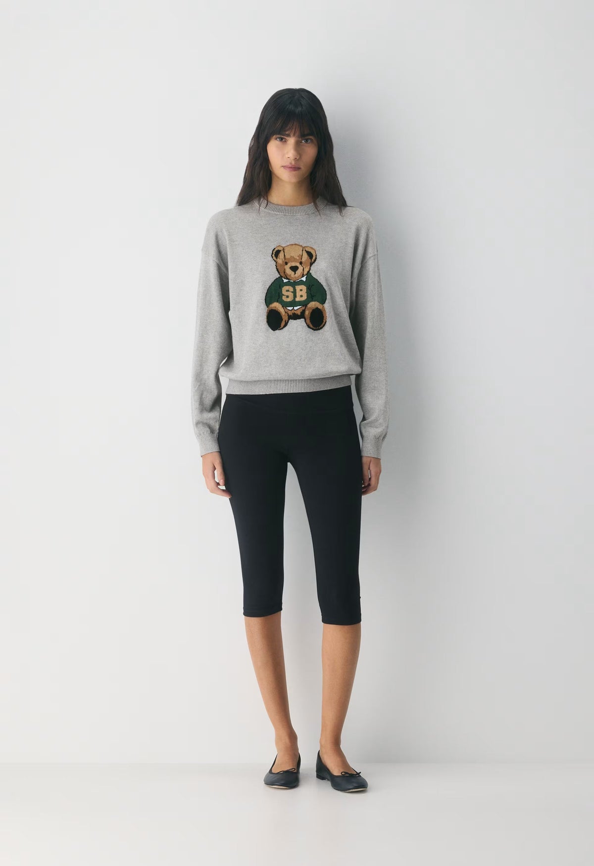 Cotton Charm™ Prep Icon Sweater - H ATHLC GRY/TEDDY BEAR