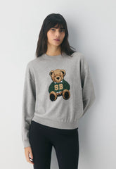Cotton Charm™ Prep Icon Sweater - H ATHLC GRY/TEDDY BEAR