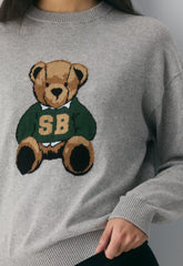 Cotton Charm™ Prep Icon Sweater - H ATHLC GRY/TEDDY BEAR