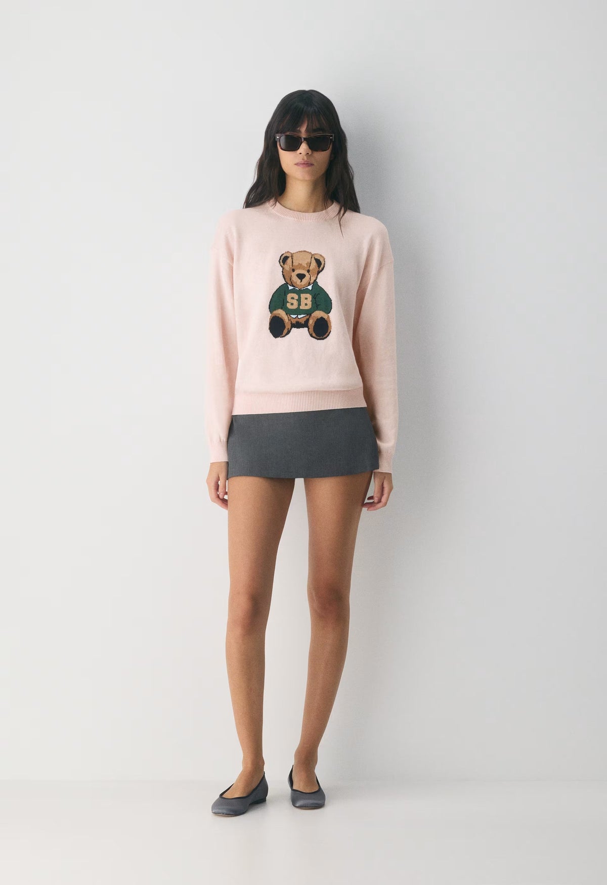 Cotton Charm™ Prep Icon Sweater - SHY PINK / TEDDY BEAR