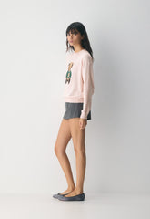 Cotton Charm™ Prep Icon Sweater - SHY PINK / TEDDY BEAR
