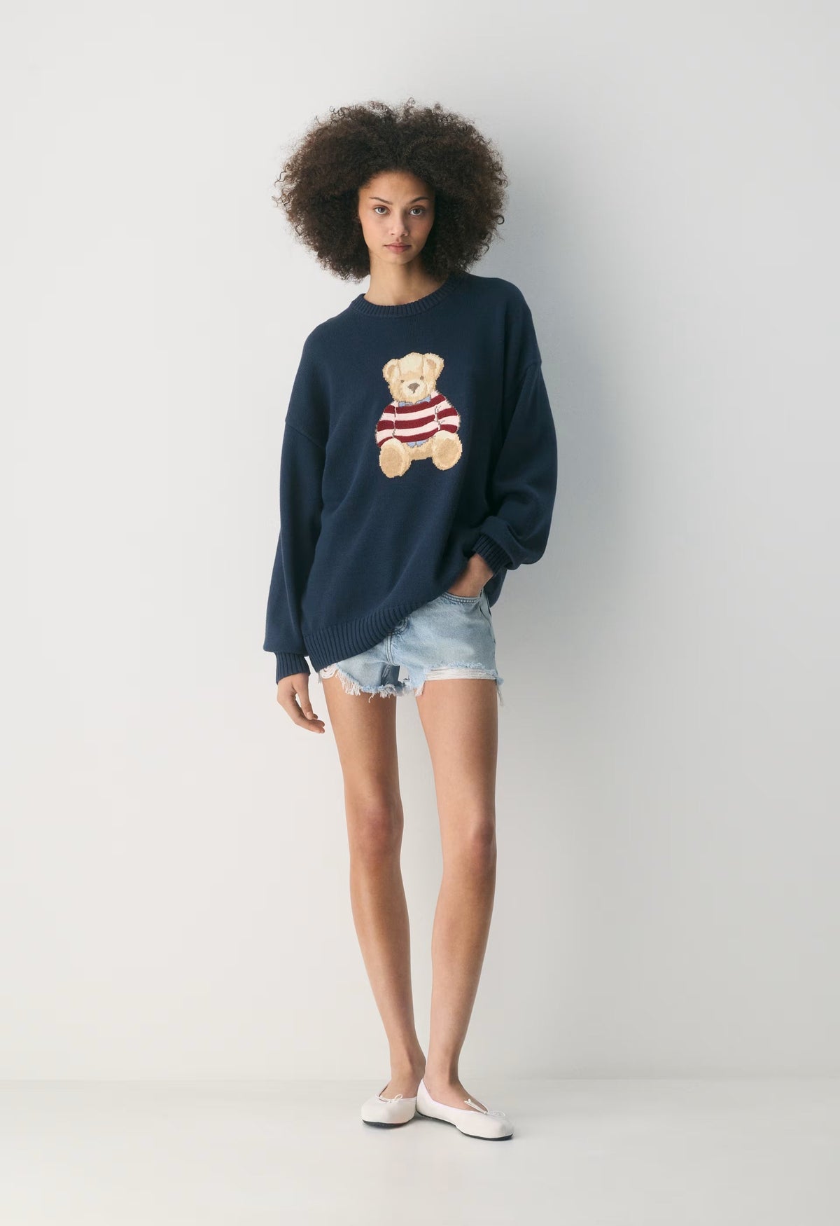 Cotton Charm™ Peggy Icon Sweater - ADMIRAL/ TEDDY BEAR